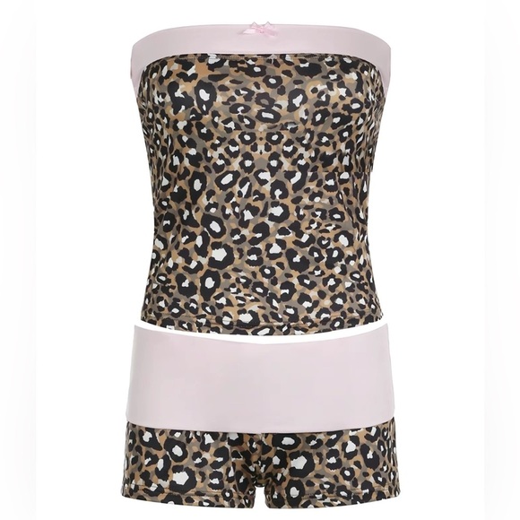 NWOT, Nice For What, Women’s Leopard Print Two Piece Set, Pink, Size Small - Picture 3 of 5